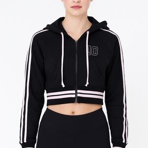 Black and Pink Juniors Cropped Hoodie Size M